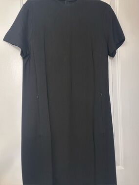 New ICO Classic Black Short-Sleeve Midi Sheath Dress